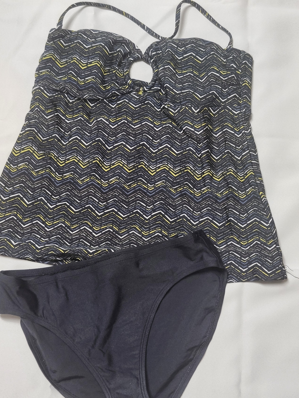 Mossimo Supply Co. Black and Yellow Zigzag Tankini Set